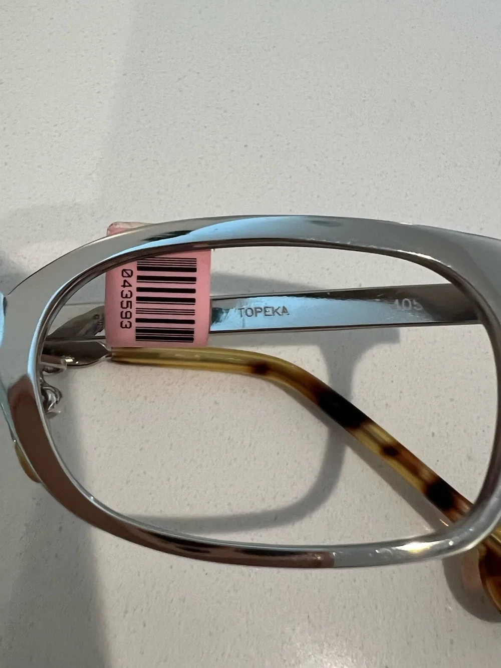 LA Eyeworks Rectangular Silver Frame Eyeglasses with Tortoiseshell Temples